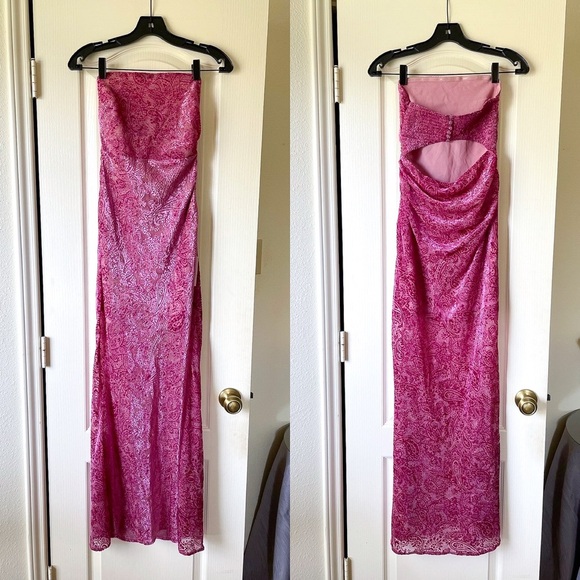 For Love & Lemons Francesca Maxi Dress Purple Paisley Jacquard XS NWT - Picture 2 of 8